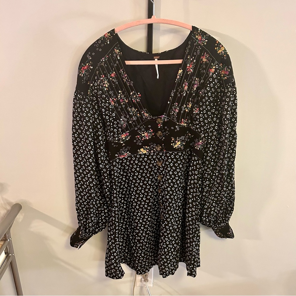 Free People Wonderland Ditsy Floral Tie Waist Dress, sz M
